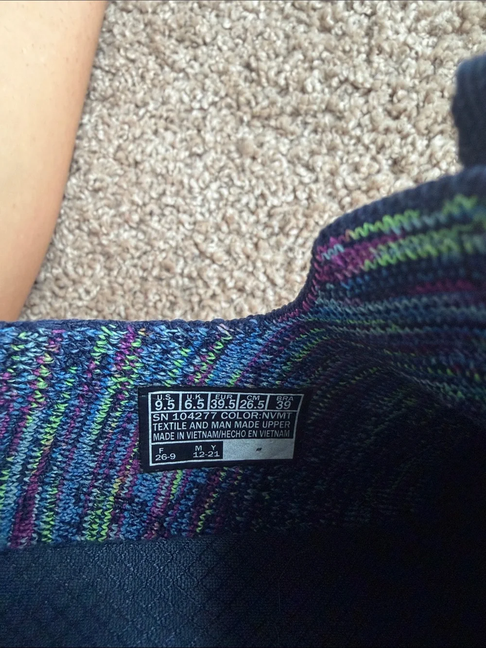 Skechers Navy Slip-On Knit Sneakers with Multicolor Speckle Size 8.5